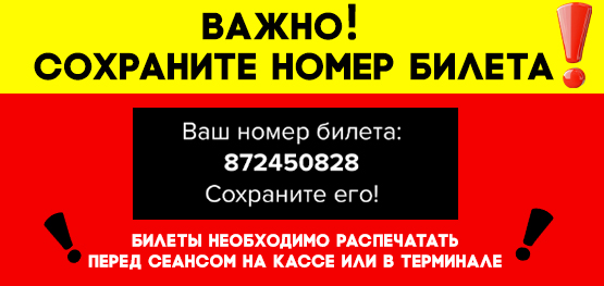 Важно! Сохраните номер билета! 